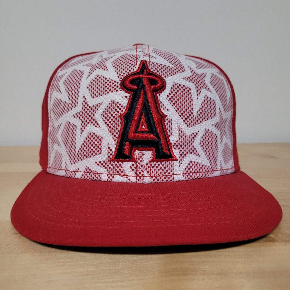Los Angeles Angels Hat Cap Mens 7 1/4 Red Star Patriotic New Era 59FIFTY Fitted